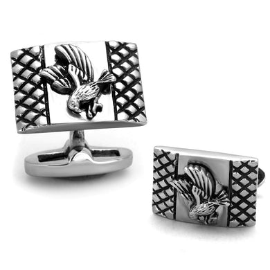 TK1655 - High polished (no plating) Stainless Steel Cufflink with No Stone