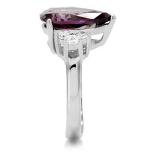 Load image into Gallery viewer, TK167 - High polished (no plating) Stainless Steel Ring with Synthetic Synthetic Glass in Amethyst