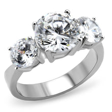 Load image into Gallery viewer, TK168 - High polished (no plating) Stainless Steel Ring with AAA Grade CZ  in Clear