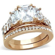 Load image into Gallery viewer, TK1690 - IP Rose Gold(Ion Plating) Stainless Steel Ring with AAA Grade CZ  in Clear