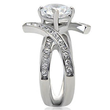 Load image into Gallery viewer, TK169 - High polished (no plating) Stainless Steel Ring with AAA Grade CZ  in Clear