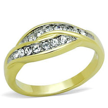 Load image into Gallery viewer, TK1704 - Two-Tone IP Gold (Ion Plating) Stainless Steel Ring with Top Grade Crystal  in Clear