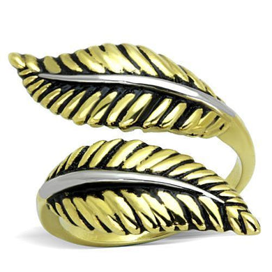 TK1707 - Two-Tone IP Gold (Ion Plating) Stainless Steel Ring with Epoxy  in Jet