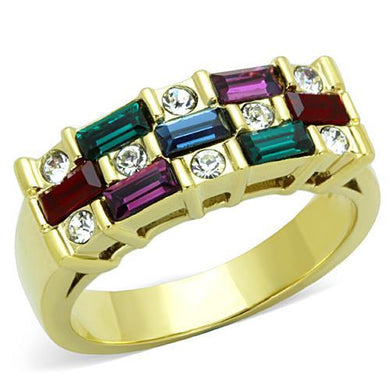TK1719 - IP Gold(Ion Plating) Stainless Steel Ring with Top Grade Crystal  in Multi Color