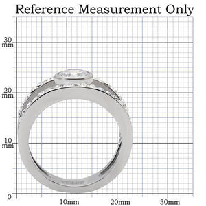 TK171 - High polished (no plating) Stainless Steel Ring with AAA Grade CZ  in Clear