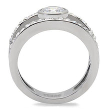 Load image into Gallery viewer, TK171 - High polished (no plating) Stainless Steel Ring with AAA Grade CZ  in Clear