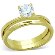 Load image into Gallery viewer, TK1721 - IP Gold(Ion Plating) Stainless Steel Ring with AAA Grade CZ  in Clear