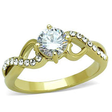 Load image into Gallery viewer, TK1722 - IP Gold(Ion Plating) Stainless Steel Ring with AAA Grade CZ  in Clear