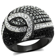 Load image into Gallery viewer, TK1733 - Two-Tone IP Black Stainless Steel Ring with Top Grade Crystal  in Black Diamond