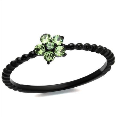 TK1739 - IP Black(Ion Plating) Stainless Steel Ring with Top Grade Crystal  in Peridot