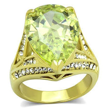 Load image into Gallery viewer, TK1743 - IP Gold(Ion Plating) Stainless Steel Ring with AAA Grade CZ  in Apple Green color