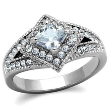 Load image into Gallery viewer, TK1760 - High polished (no plating) Stainless Steel Ring with AAA Grade CZ  in Clear