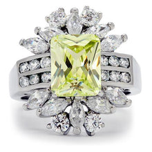 Load image into Gallery viewer, TK176 - High polished (no plating) Stainless Steel Ring with AAA Grade CZ  in Apple Green color