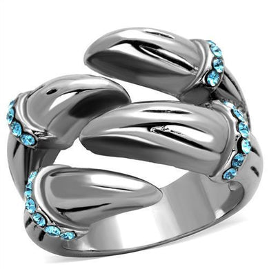 TK1779 - High polished (no plating) Stainless Steel Ring with Top Grade Crystal  in Sapphire