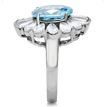 Load image into Gallery viewer, TK177 - High polished (no plating) Stainless Steel Ring with Synthetic Spinel in London Blue