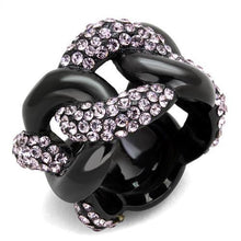 Load image into Gallery viewer, TK1787 - IP Black(Ion Plating) Stainless Steel Ring with Top Grade Crystal  in Light Amethyst