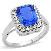 Load image into Gallery viewer, TK178 - High polished (no plating) Stainless Steel Ring with Top Grade Crystal  in Sapphire