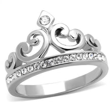 Load image into Gallery viewer, TK1821 - High polished (no plating) Stainless Steel Ring with Top Grade Crystal  in Clear