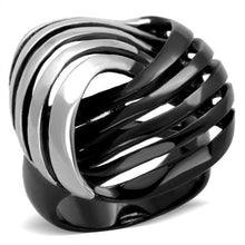 Load image into Gallery viewer, TK1843 - Two-Tone IP Black (Ion Plating) Stainless Steel Ring with No Stone