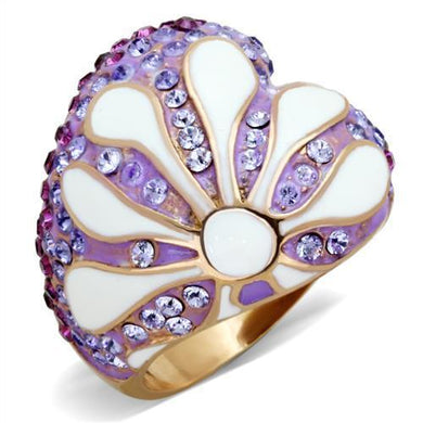 TK1850 - IP Rose Gold(Ion Plating) Stainless Steel Ring with Top Grade Crystal  in Multi Color