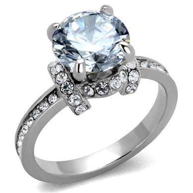 TK1859 - No Plating Stainless Steel Ring with AAA Grade CZ  in Clear