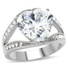 Load image into Gallery viewer, TK185 - High polished (no plating) Stainless Steel Ring with AAA Grade CZ  in Clear