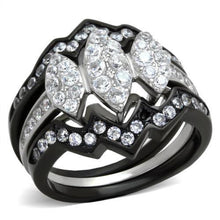 Load image into Gallery viewer, TK1869 - Two-Tone IP Black (Ion Plating) Stainless Steel Ring with AAA Grade CZ  in Clear