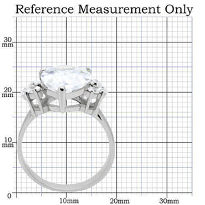 TK186 - High polished (no plating) Stainless Steel Ring with AAA Grade CZ  in Clear