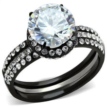 Load image into Gallery viewer, TK1870 - Two-Tone IP Black (Ion Plating) Stainless Steel Ring with AAA Grade CZ  in Clear