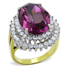 Load image into Gallery viewer, TK1892 - Two-Tone IP Gold (Ion Plating) Stainless Steel Ring with Top Grade Crystal  in Amethyst