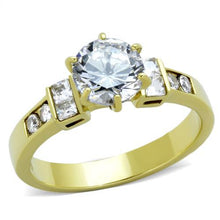 Load image into Gallery viewer, TK1898 - IP Gold(Ion Plating) Stainless Steel Ring with AAA Grade CZ  in Clear
