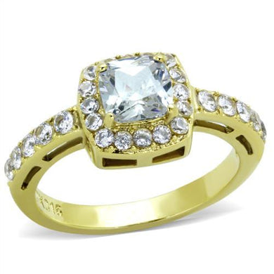 TK1899 - IP Gold(Ion Plating) Stainless Steel Ring with AAA Grade CZ  in Clear