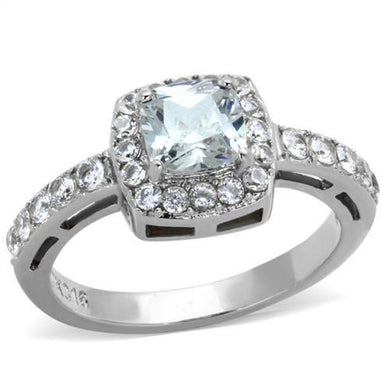TK1899N - High-Polished Stainless Steel Ring with AAA Grade CZ  in Clear
