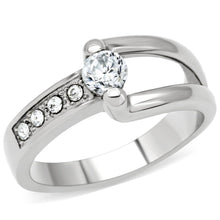 Load image into Gallery viewer, TK190 - High polished (no plating) Stainless Steel Ring with AAA Grade CZ  in Clear