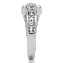 Load image into Gallery viewer, TK190 - High polished (no plating) Stainless Steel Ring with AAA Grade CZ  in Clear