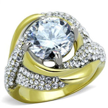 Load image into Gallery viewer, TK1910 - Two-Tone IP Gold (Ion Plating) Stainless Steel Ring with AAA Grade CZ  in Clear