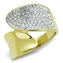 Load image into Gallery viewer, TK1912 - Two-Tone IP Gold (Ion Plating) Stainless Steel Ring with Top Grade Crystal  in Clear