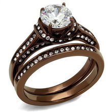 Load image into Gallery viewer, TK1919LC - IP Coffee light Stainless Steel Ring with AAA Grade CZ  in Clear