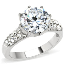Load image into Gallery viewer, TK197 - High polished (no plating) Stainless Steel Ring with AAA Grade CZ  in Clear