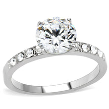 Load image into Gallery viewer, TK198 - High polished (no plating) Stainless Steel Ring with AAA Grade CZ  in Clear