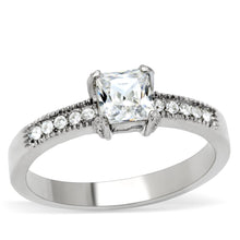 Load image into Gallery viewer, TK199 - High polished (no plating) Stainless Steel Ring with AAA Grade CZ  in Clear