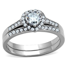 Load image into Gallery viewer, TK1W161 - High polished (no plating) Stainless Steel Ring with AAA Grade CZ  in Clear