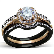 Load image into Gallery viewer, TK2020 - IP Rose Gold+ IP Black (Ion Plating) Stainless Steel Ring with AAA Grade CZ  in Clear