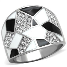 Load image into Gallery viewer, TK2024 - High polished (no plating) Stainless Steel Ring with Top Grade Crystal  in Clear