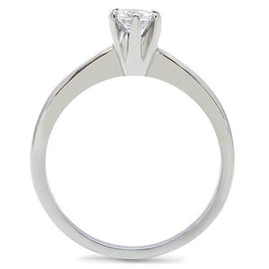 TK203 - High polished (no plating) Stainless Steel Ring with AAA Grade CZ  in Clear