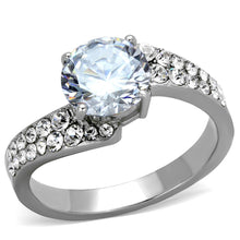 Load image into Gallery viewer, TK2040 - High polished (no plating) Stainless Steel Ring with AAA Grade CZ  in Clear