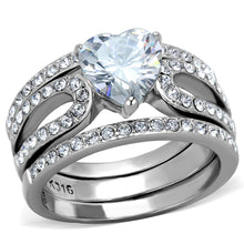 Load image into Gallery viewer, TK2041 - High polished (no plating) Stainless Steel Ring with AAA Grade CZ  in Clear