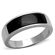 Load image into Gallery viewer, TK2062J - High polished (no plating) Stainless Steel Ring with Synthetic Onyx in Jet