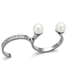 Load image into Gallery viewer, TK2110 - High polished (no plating) Stainless Steel Ring with Synthetic Pearl in White