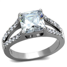 Load image into Gallery viewer, TK2112 - High polished (no plating) Stainless Steel Ring with AAA Grade CZ  in Clear